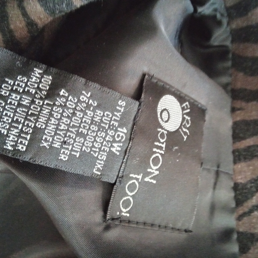 First Option Too Plus Size 16W Brown Zebra Print Coat - Picture 10 of 14